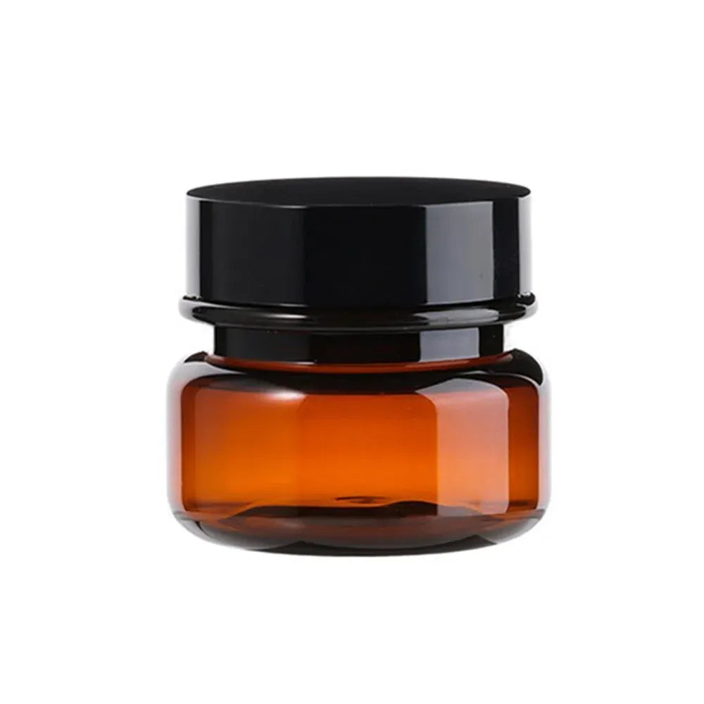 10pcs PET Plastic Cosmetic Bottles Refillable Travel Face Cream Containers - 60ml-Brown+White-Single